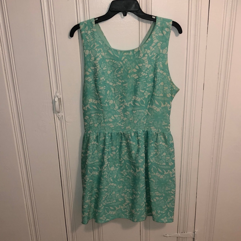 Teal and White Floral Mini Dress